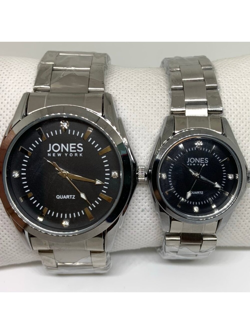 Jones New York His & hers set watches SilverTone quartz analog black dial